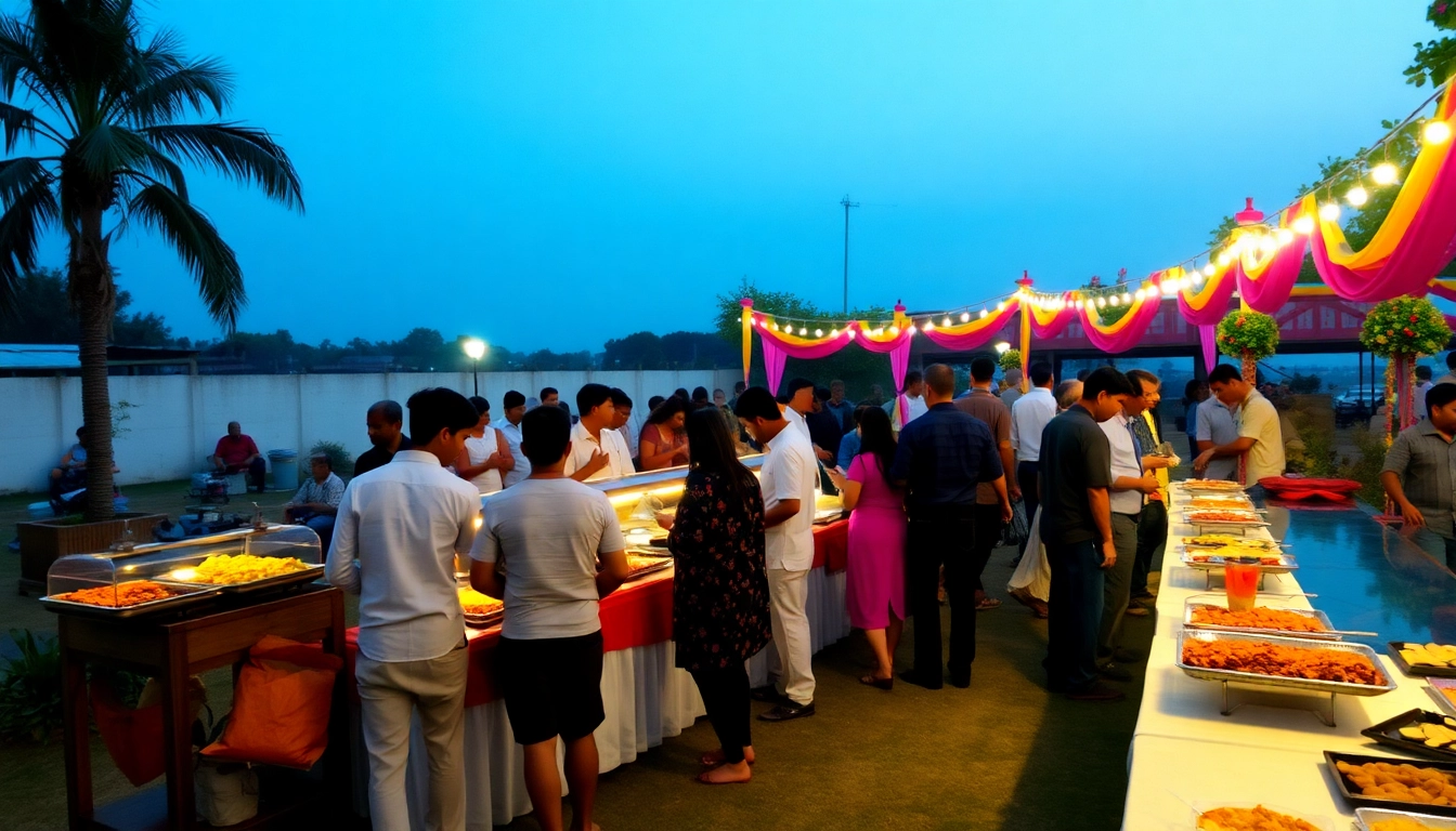 Experience a delightful buffet with Partyservice Berlin, featuring exquisite culinary presentations and joyful guests.