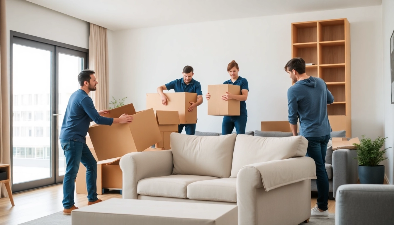 Efficiently packing for Umzug Fürth with a reliable moving team in a bright living room