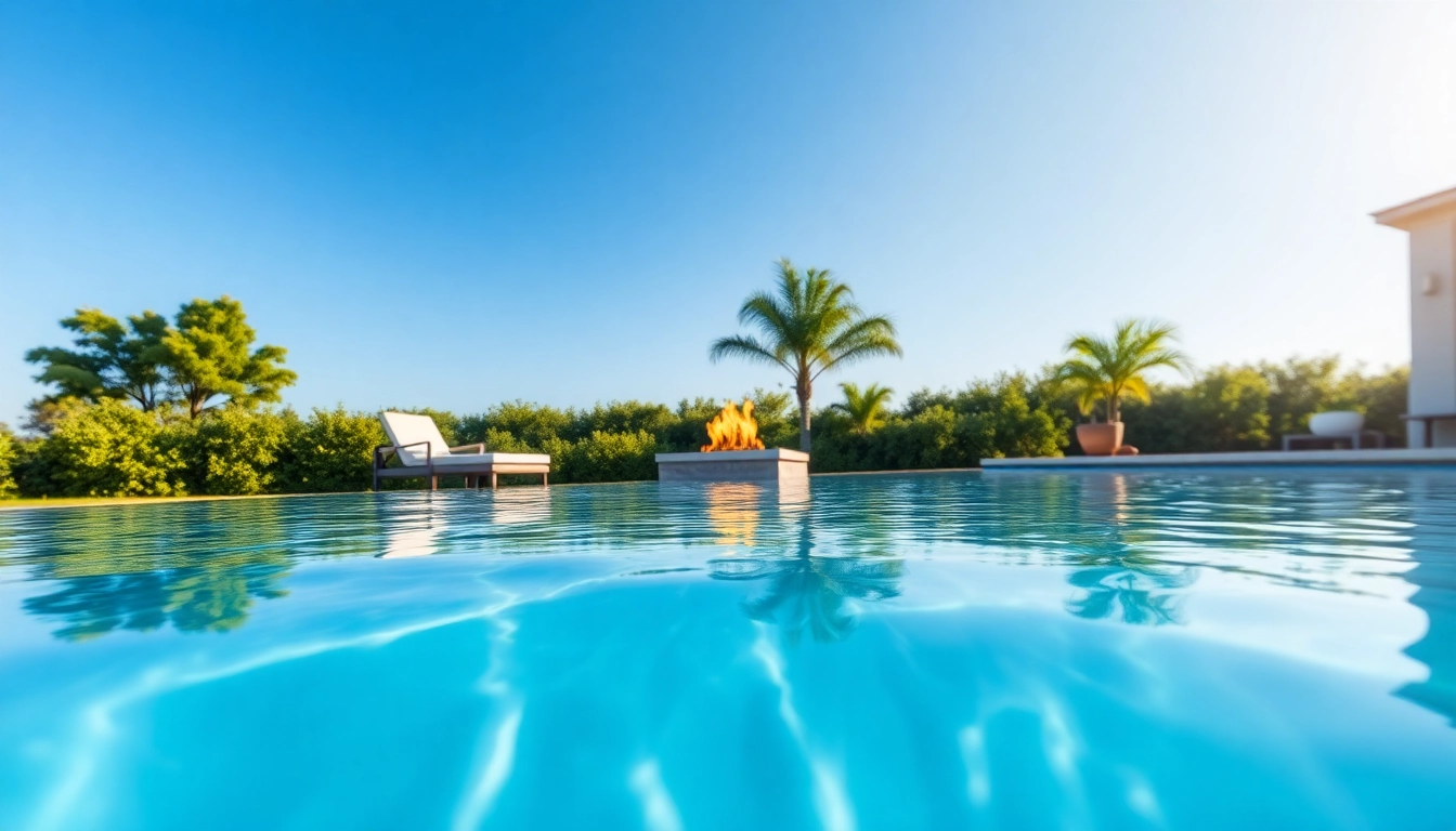 Relaxing custom pool with infinity edge in a serene backyard oasis featuring lounge chairs.