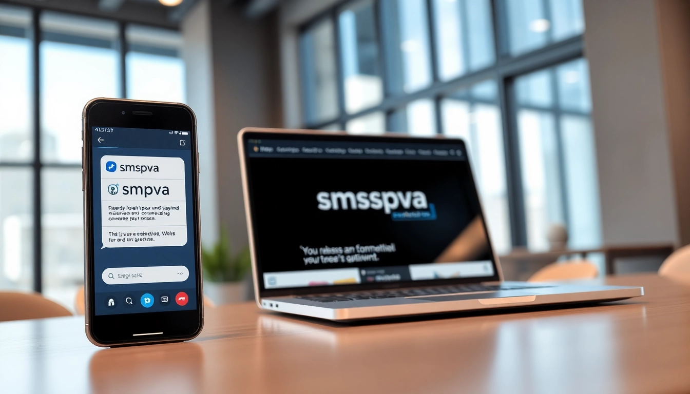 Using smspva for receiving SMS online highlighted in a professional office setting.