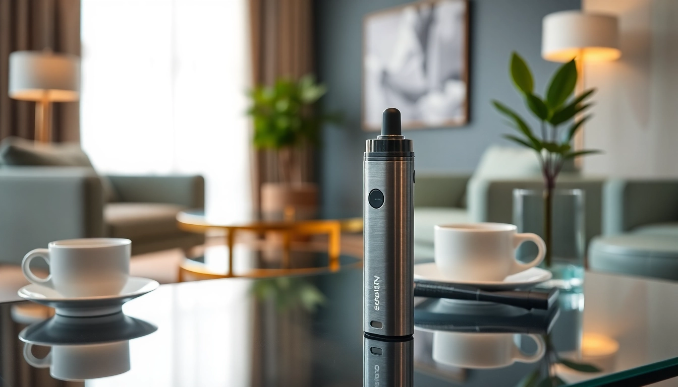 Experience the sleek design of a zero nicotine disposable vape in a modern lounge setting.