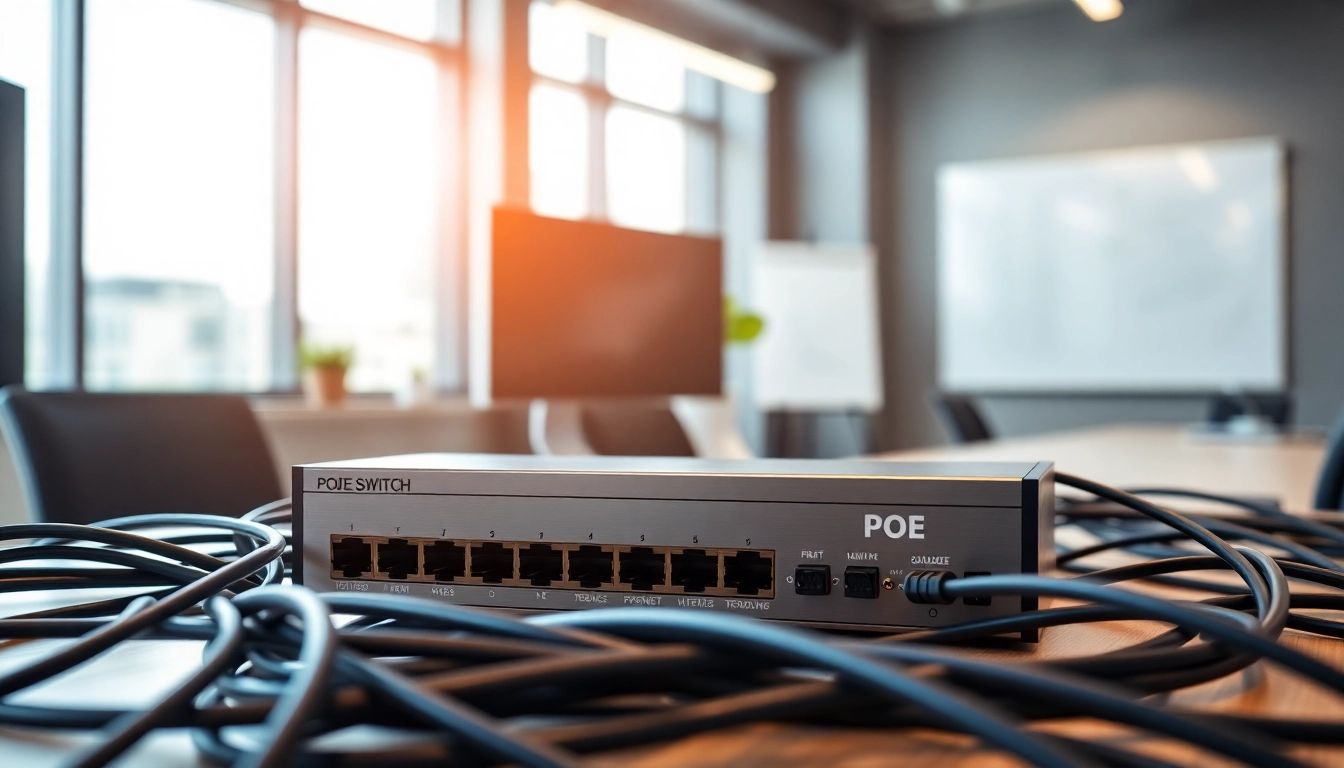 Optimize your network with a professional PoE Switch in a tech-driven office setup.