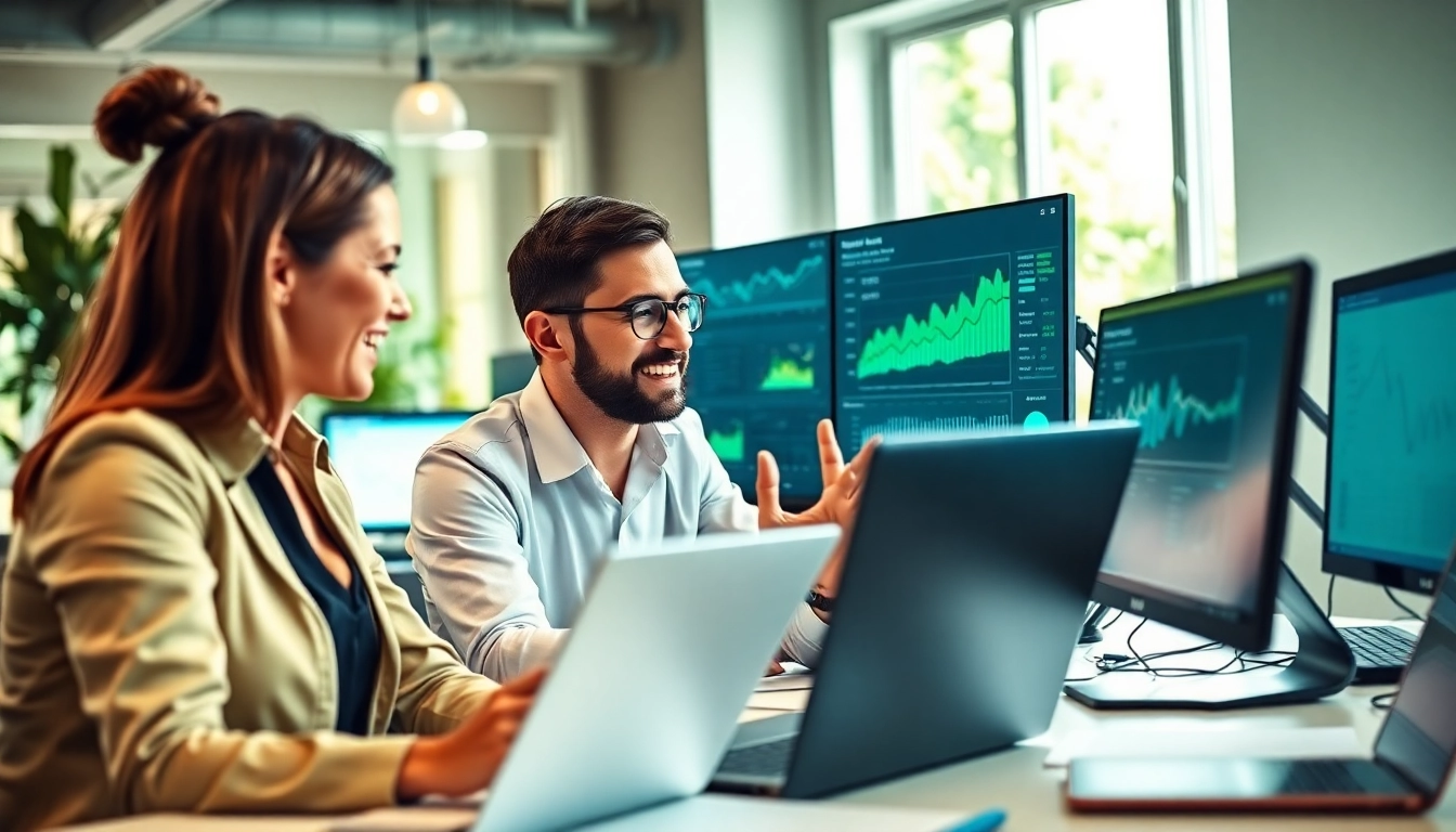Enhance your Edmonton SEO strategy with professionals collaborating in a modern office.