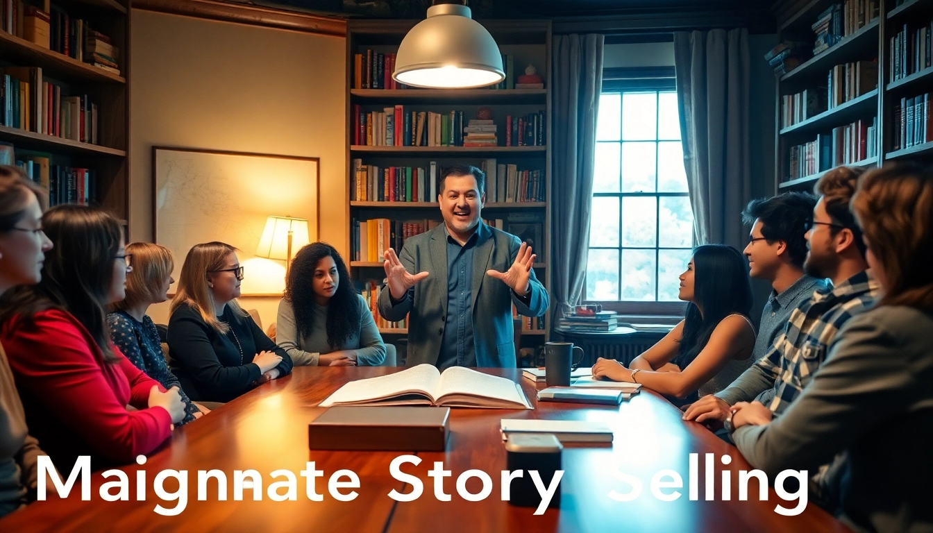 Engaging session on Magnetic Story Selling with a storyteller captivating an audience.