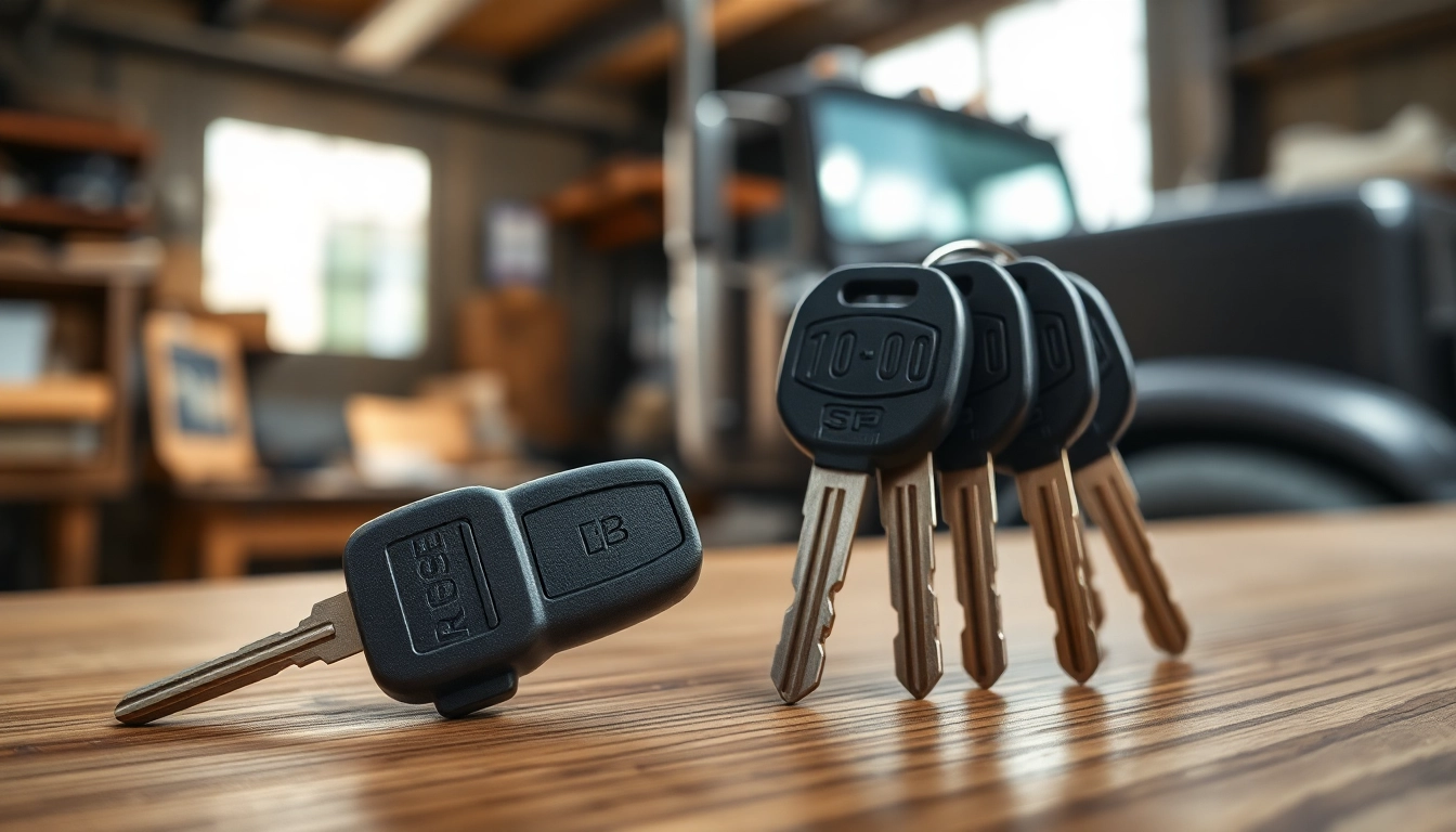 Showcase of truck keys highlighting intricate details and metal textures for quality assurance.