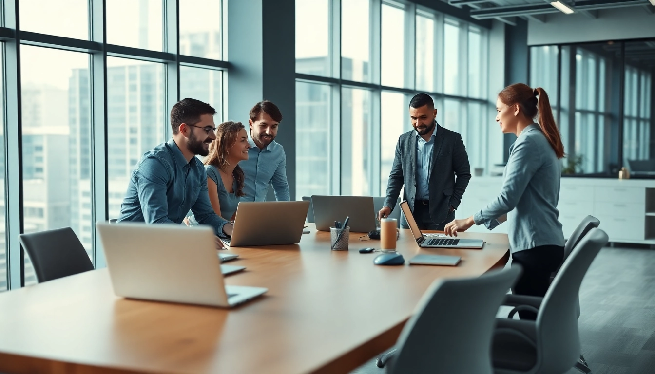 Managed IT provider team collaborating in a bright, modern office space.