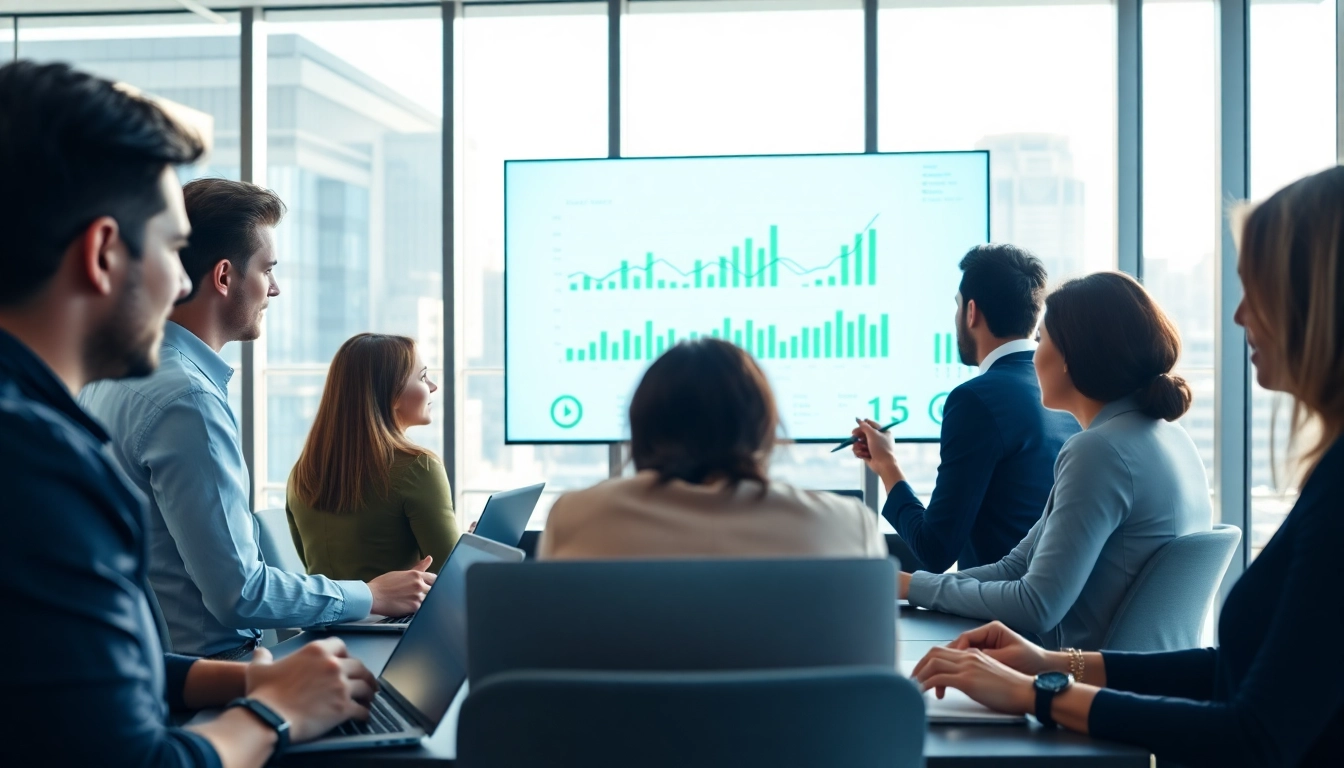 Team collaborating on insights related to Revenue Rocket Lab's financial performance in a modern office.