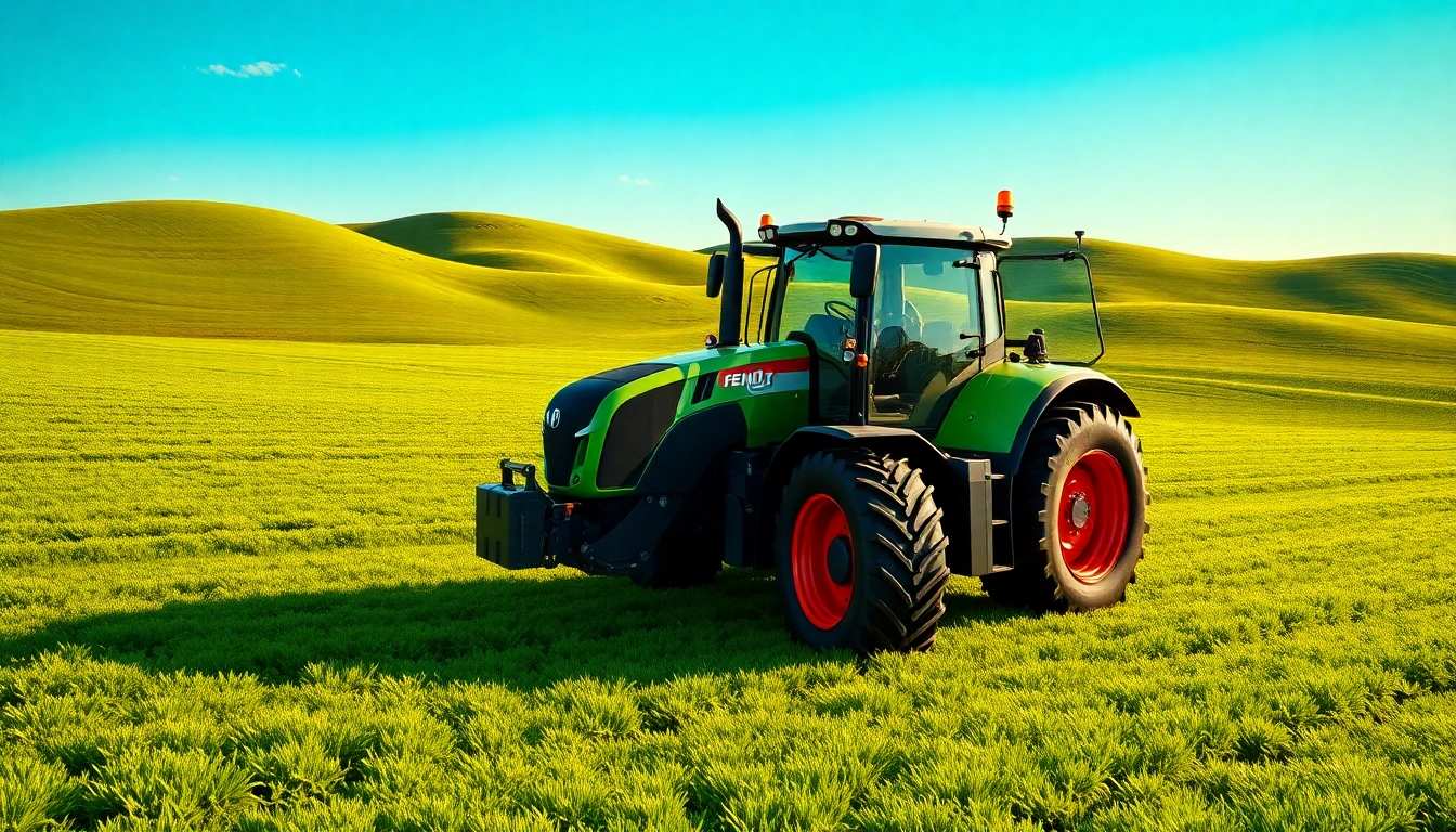 Fendt Traktor in einer grünen Landschaft mit modernem Design und innovativen Funktionen.