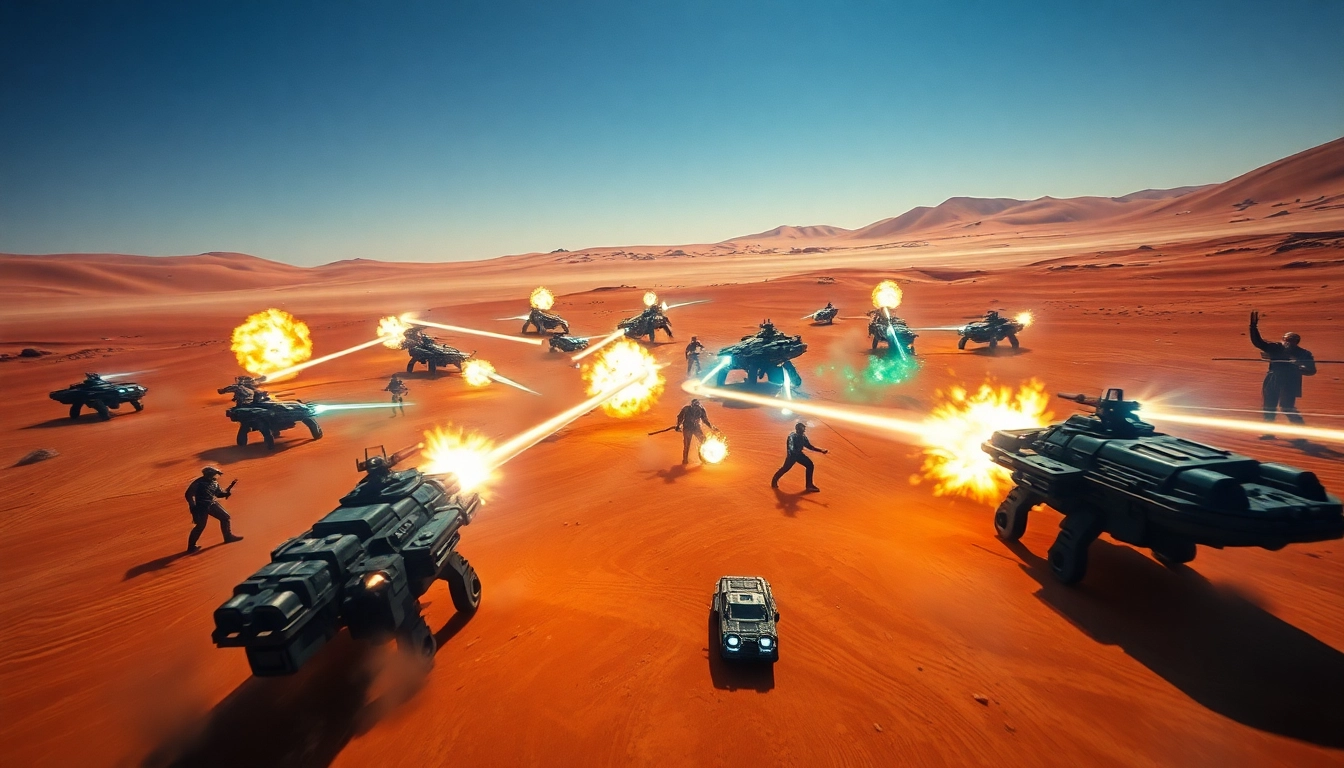 Engage in Dune 2 download gameplay, featuring intense battle scenes with futuristic vehicles and characters.