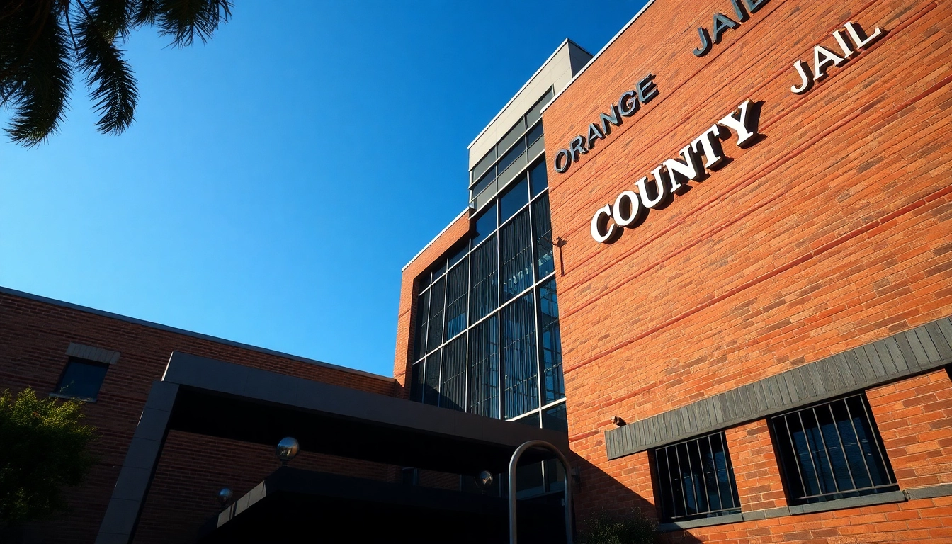 View of the Orange County Jail entrance showcasing security and modern design.