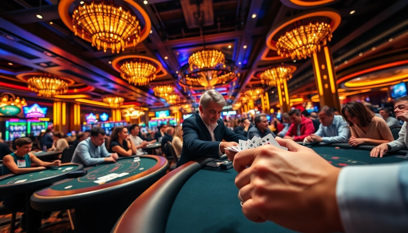 Engaging live dealer and players enjoying Live Dealer / Slots gaming experience in a vibrant casino.