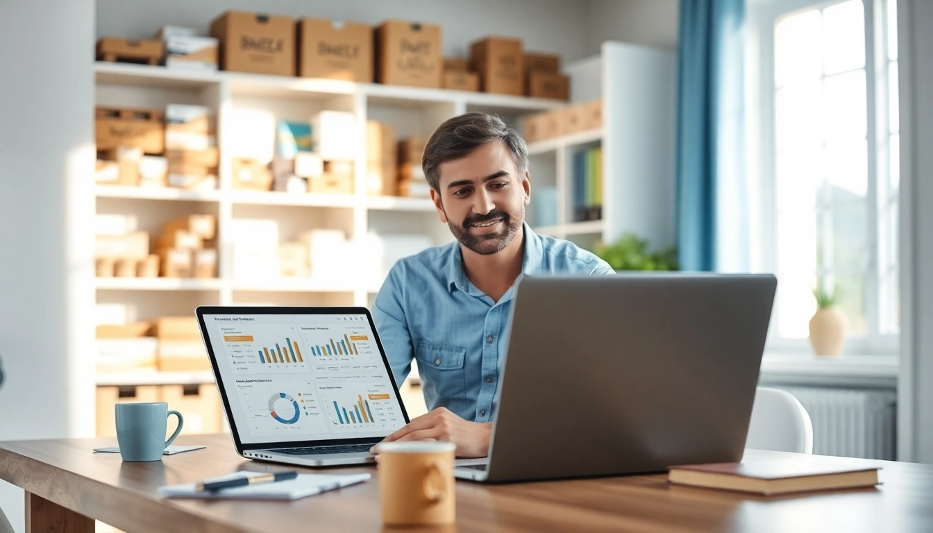 Engaging in Amazon FBA wholesale business analysis with organized workspace and product inventory.