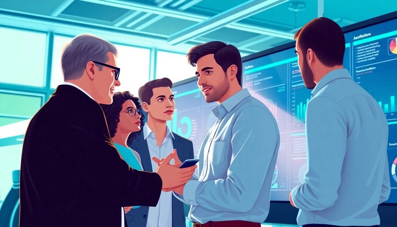 Visualize data transformation and reconciliation through teamwork of analysts in a modern office.